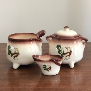 Vintage Cream & Sugar Bowl, Toothpick Holder Set